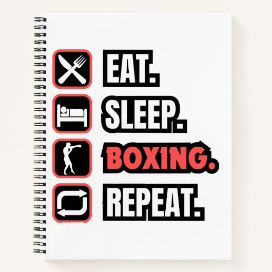 Eat Sleep Boxing herhalen Notitieboek (Voorkant)