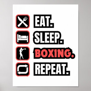 Eat Sleep Boxing herhalen Poster