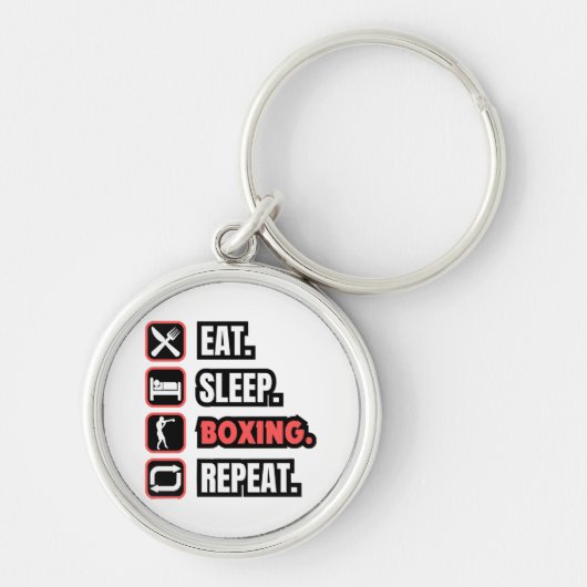 Eat Sleep Boxing herhalen Sleutelhanger (Voorkant)
