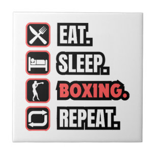 Eat Sleep Boxing herhalen Tegeltje
