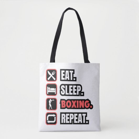 Eat Sleep Boxing herhalen Tote Bag (Voorkant)