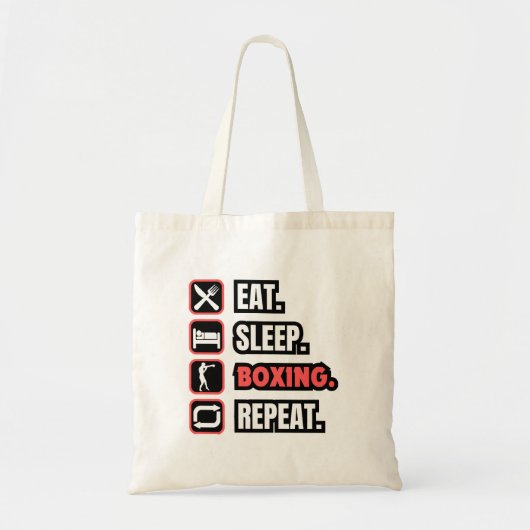 Eat Sleep Boxing herhalen Tote Bag (Voorkant)