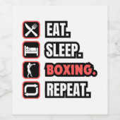 Eat Sleep Boxing herhalen Wijn Etiket (Enkel label)