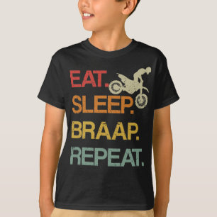 Eat Sleep Braap Herhaal Retro Motocross Sound T-shirt