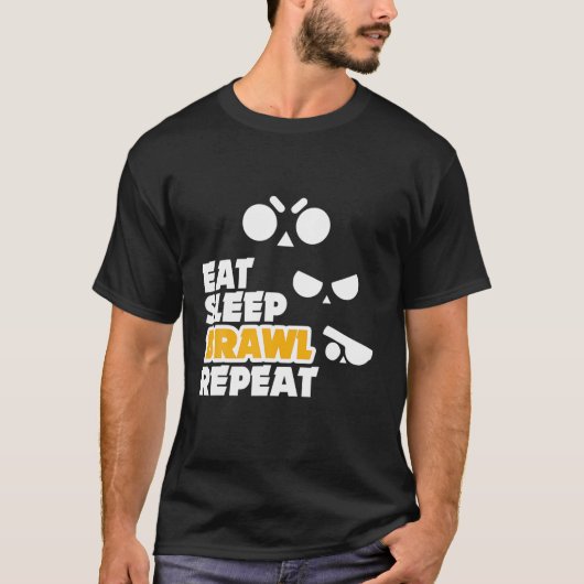 Eat Sleep Brawl Herhaal Gamer Mobile Game Brawl Wi T-shirt (Voorkant)