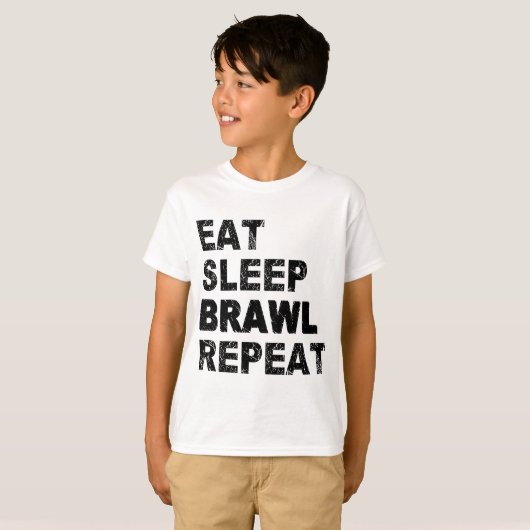Eat Sleep Brawl Herhalen T-shirt (Voorkant volledig)