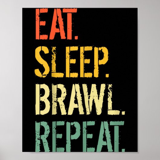 Eat Sleep Brawl Repeat Stars Funny Video Gamer Gam Poster (Voorkant)
