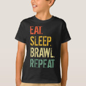Eat Sleep Brawl Repeat Stars Funny Video Gamer Gam T-shirt (Voorkant)