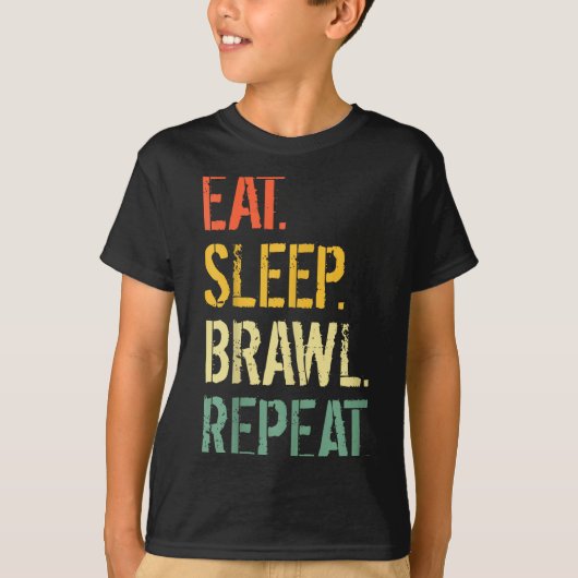Eat Sleep Brawl Repeat Stars Funny Video Gamer Gam T-shirt (Voorkant)