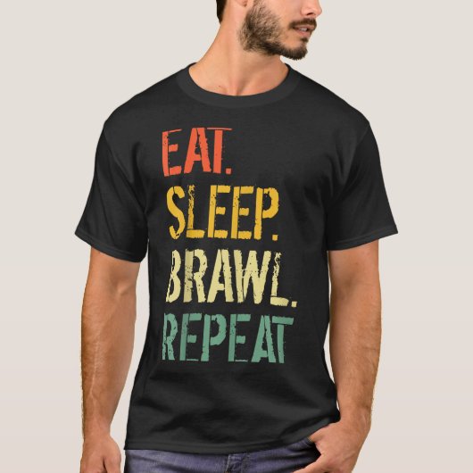 Eat Sleep Brawl Repeat Stars Funny Video Gamer Gam T-shirt (Voorkant)