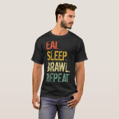 Eat Sleep Brawl Repeat Stars Funny Video Gamer Gam T-shirt (Voorkant volledig)