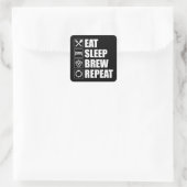 Eat Sleep Brew Herhaal Funny Beer Home Breken Vierkante Sticker (Tas)