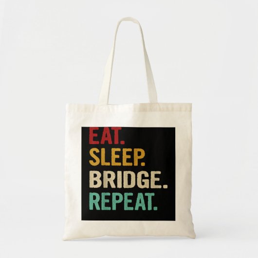 Eat Sleep Bridge Funny Bridge Player Card G herhal Tote Bag (Voorkant)