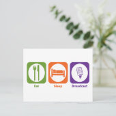Eat Sleep Broadcast Briefkaart (Staand voorkant)