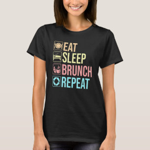 Eat Sleep Brunch Squad Herhaal ontbijtlunch T-shirt