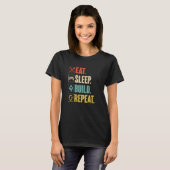 Eat Sleep Build Herhaal Master Builder Block T-shirt (Voorkant volledig)