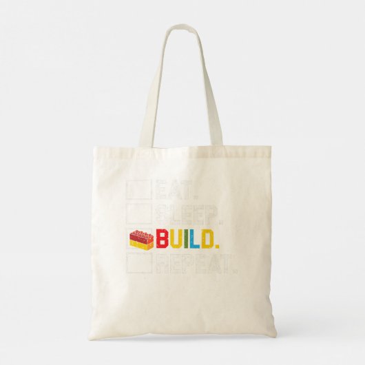 Eat Sleep Build Herhaal Master Builder Bricks Bloc Tote Bag (Achterkant)