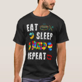 Eat Sleep Build Herhaling Blocks Master Building B T-shirt (Voorkant)
