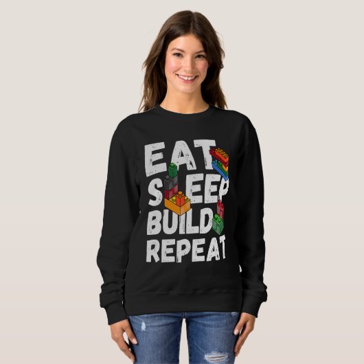 Eat Sleep Build Repat Building Blocks Bricks Kinde Trui (Voorkant volledig)
