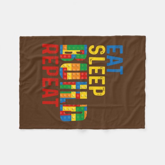 Eat Sleep Build Repat Building Bricks Master Fleece Deken (Voorkant (Horizontaal))