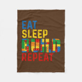 Eat Sleep Build Repat Building Bricks Master Fleece Deken (Voorkant)