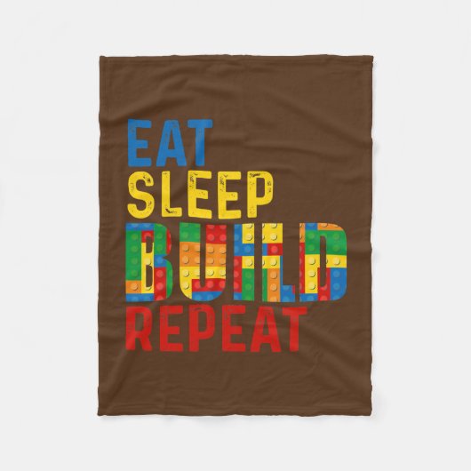 Eat Sleep Build Repat Building Bricks Master Fleece Deken (Voorkant)