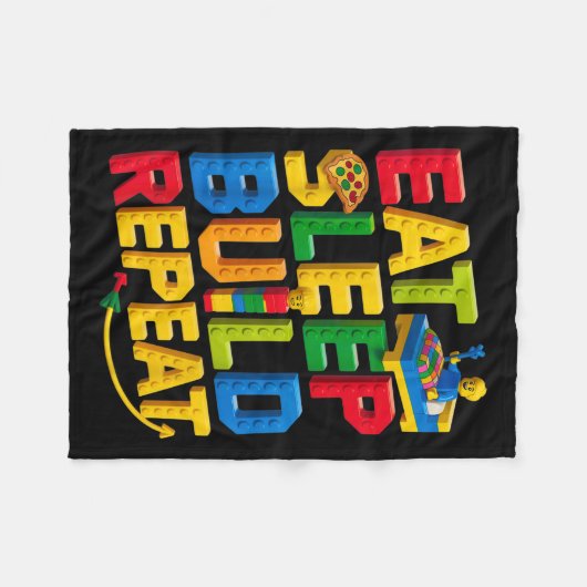 Eat Sleep Build Repeat Master Builder Building BRI Fleece Deken (Voorkant (Horizontaal))