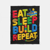 Eat Sleep Build Repeat Master Builder Building BRI Fleece Deken (Voorkant)