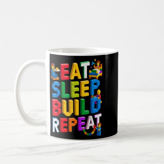 Eat Sleep Build Repeat Master Builder Building BRI Koffiemok (Links)