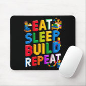 Eat Sleep Build Repeat Master Builder Building BRI Muismat (Met muis)