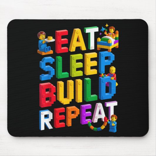 Eat Sleep Build Repeat Master Builder Building BRI Muismat (Voorkant)