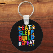 Eat Sleep Build Repeat Master Builder Building BRI Sleutelhanger (Voorkant)