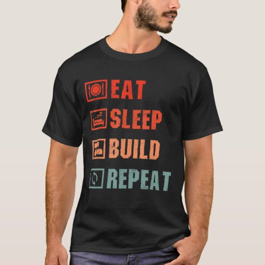 Eat Sleep Build repeat Master Builder Funny Buildi T-shirt (Voorkant)