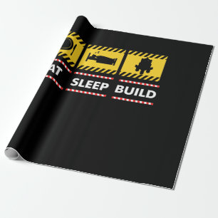 Eat Sleep Build Speelgoed Brick Cadeaupapier