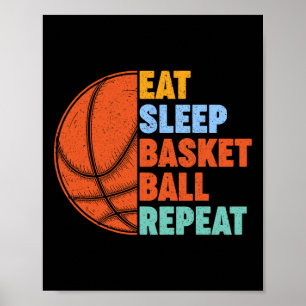 Eat Sleep Bysketbyll Repeat voor mannen Tiener jon Poster