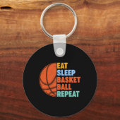 Eat Sleep Bysketbyll Repeat voor mannen Tiener jon Sleutelhanger (Voorkant)