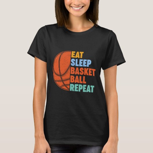 Eat Sleep Bysketbyll Repeat voor mannen Tiener jon T-shirt (Voorkant)