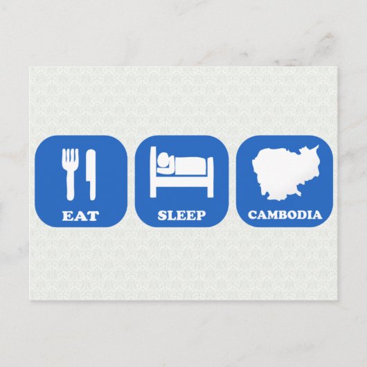 Eat Sleep Cambodja Briefkaart (Voorkant)