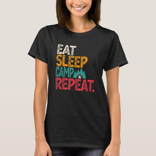 Eat Sleep Camp Herhaal Campers Camping Camping Cam T-shirt (Voorkant)