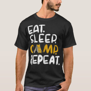 Eat Sleep Camp Herhaal Funny Camping Lover T-shirt