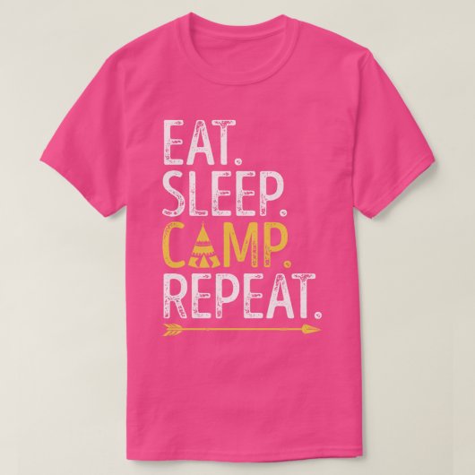 Eat Sleep Camp Herhaal Funny Camping T-shirt (Design voorkant)