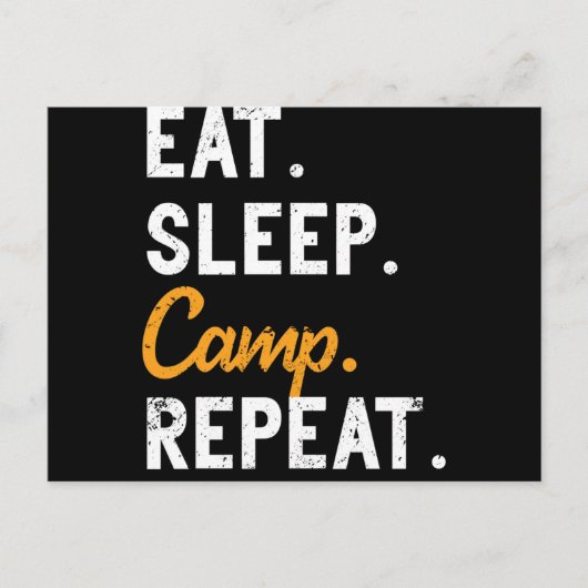 Eat Sleep Camp Herhaal Revel Camper Natuur Camping Briefkaart (Voorkant)
