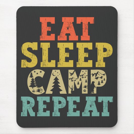 Eat Sleep Camp Herhalen Camping Lover Muismat (Voorkant)