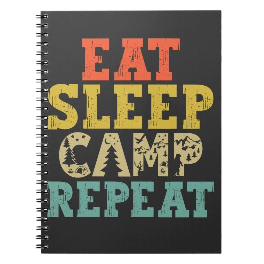 Eat Sleep Camp Herhalen Camping Lover Notitieboek (Voorkant)