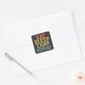 Eat Sleep Camp Herhalen Camping Lover Vierkante Sticker (Envelop)
