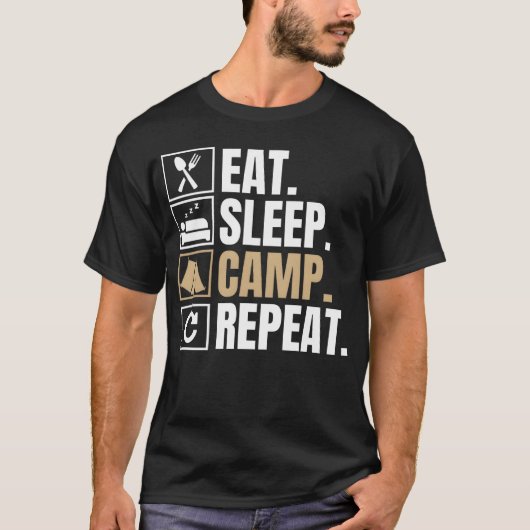 eat sleep camp repeat girl t-shirt (Voorkant)