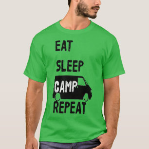 EAT SLEEP CAMP REPEET T4 zwart T-shirt