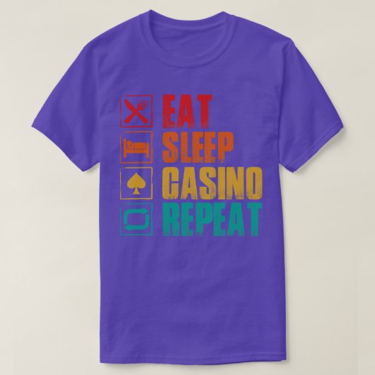 Eat Sleep Casino herhalen T-shirt (Design voorkant)