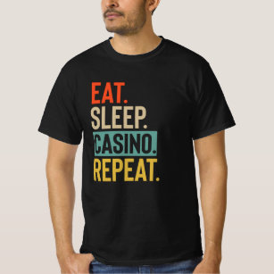 Eat Sleep casino Herhaling retro  kleuren T-shirt