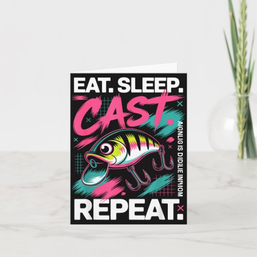 Eat Sleep Cast Repeat Fishing Lover Men Dad Christ Kaart (Voorkant)